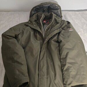 Spire Outerwear Men’s Winter Coat L Green Hooded Water Resistant Insulated Zip